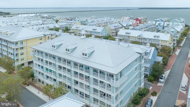 an aerial view of a swimming pool