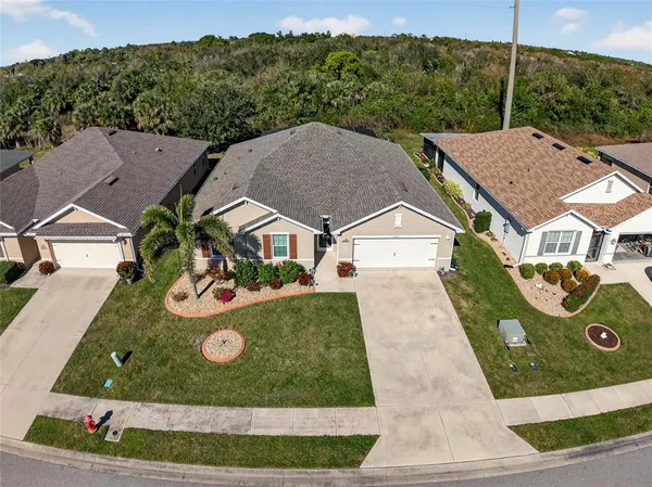 an aerial view of a house