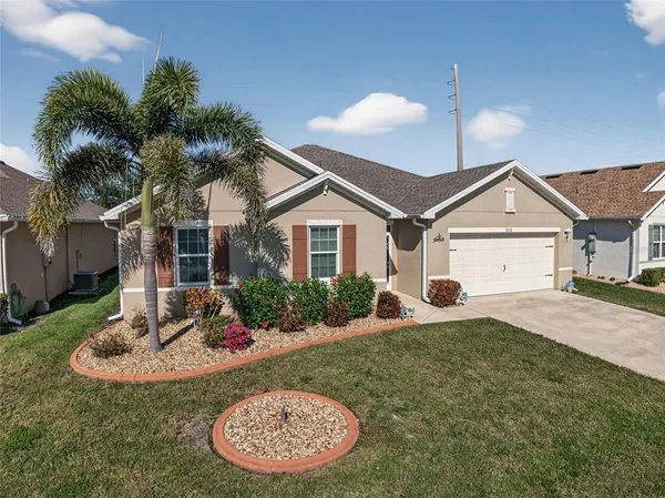 a view of a house with a swimming pool and a yard