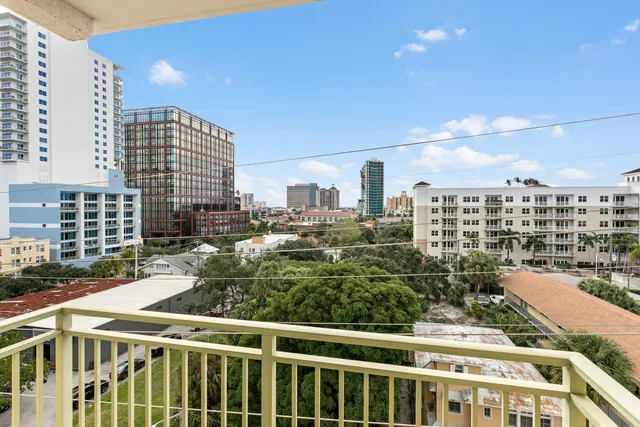 a view of a city that has tall buildings