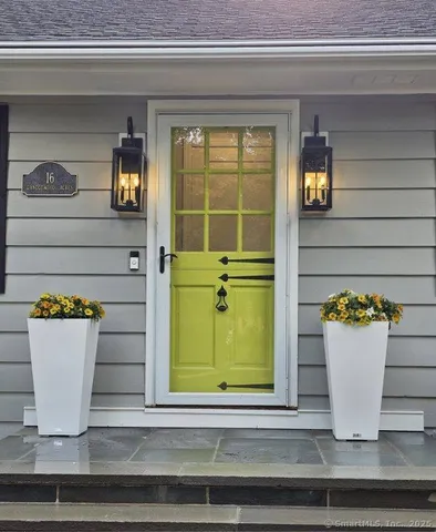 a white building with a window