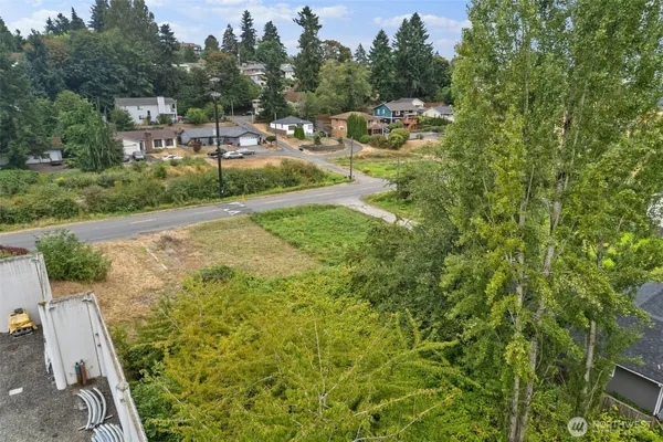 a view of a garden with an outdoor space