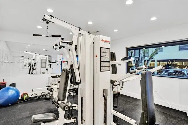 a view of a room with gym equipment