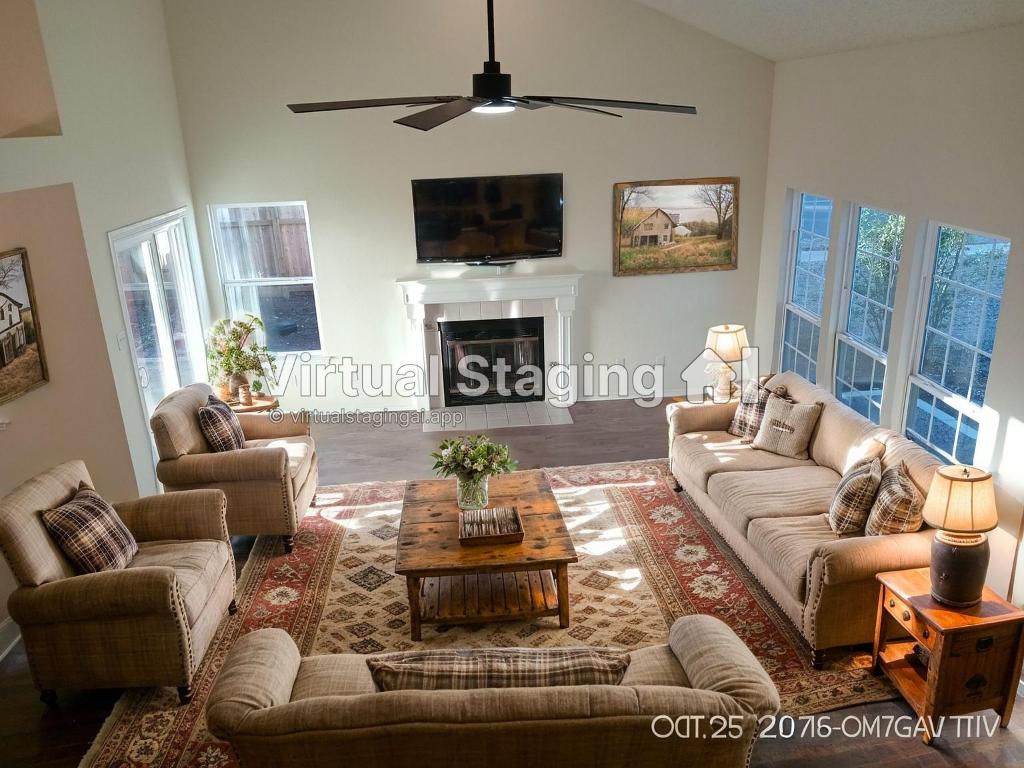 13236 Kerrville Folkway Austin, TX 78729 - Photo 12 of 16 a living room with furniture a fireplace and a flat screen tv