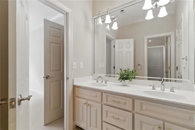 an aerial view of a house with a garden