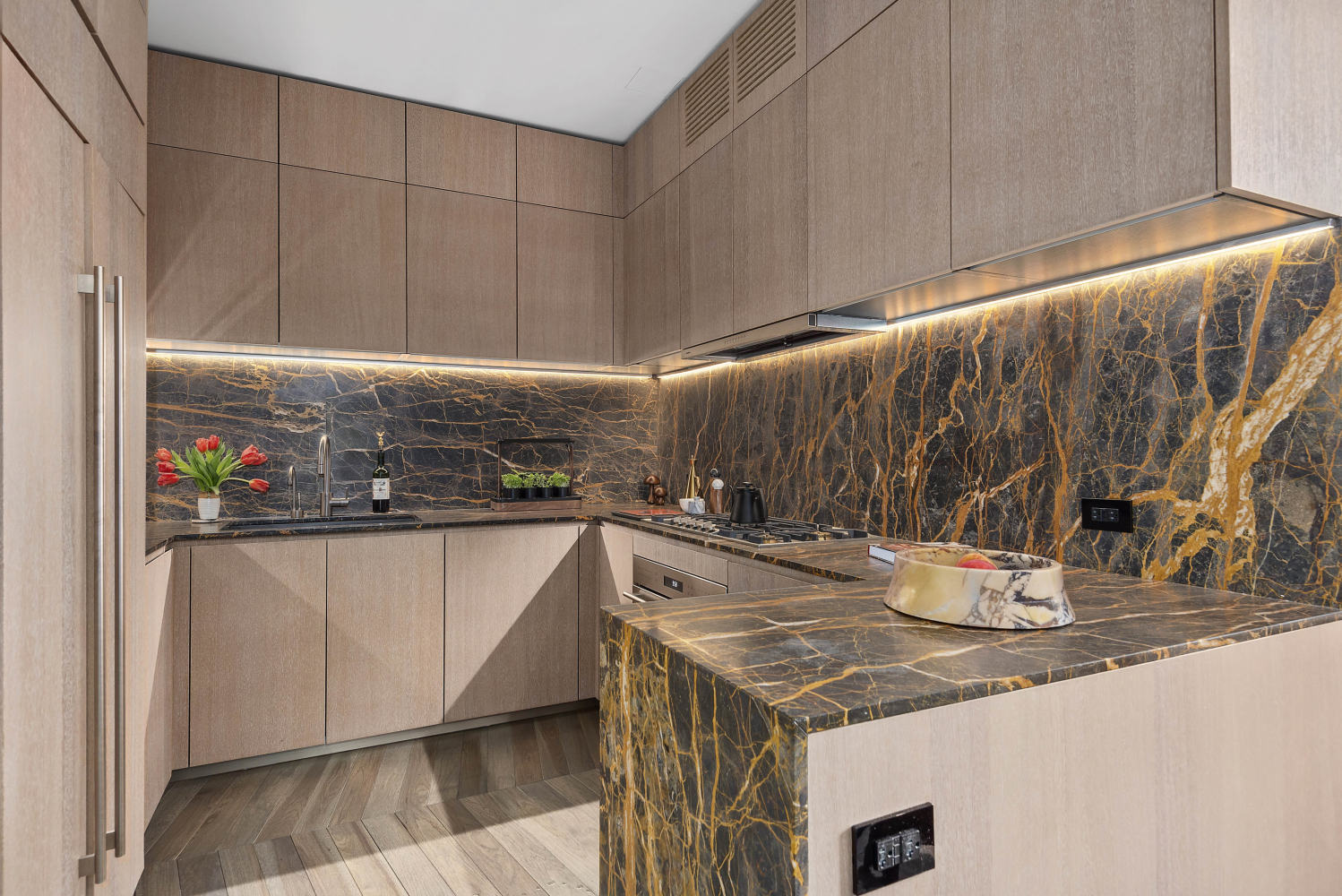 49 Chambers Street, Unit 8F Manhattan, NY 10007 - Photo 1 of 9 a kitchen with a sink and cabinets