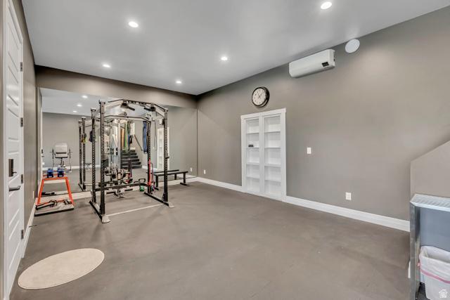 1720 Hillcrest Circle Mapleton, UT 84664 - Photo 82 of 116 Exercise area with recessed lighting and a wall mounted mini split