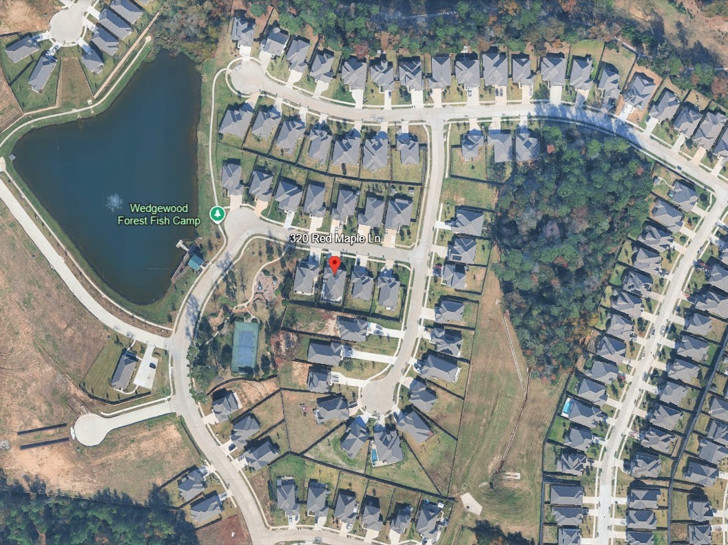 320 Red Maple Lane Conroe, TX 77304 - Photo 21 of 24 Aerial view of home in Wedgewood Forest subdivision.