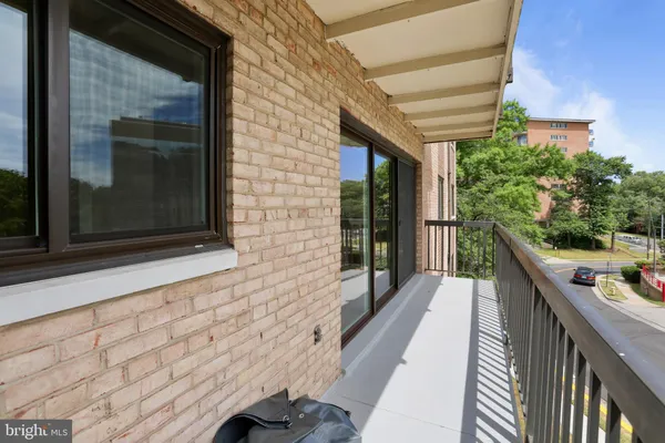 a balcony with street view