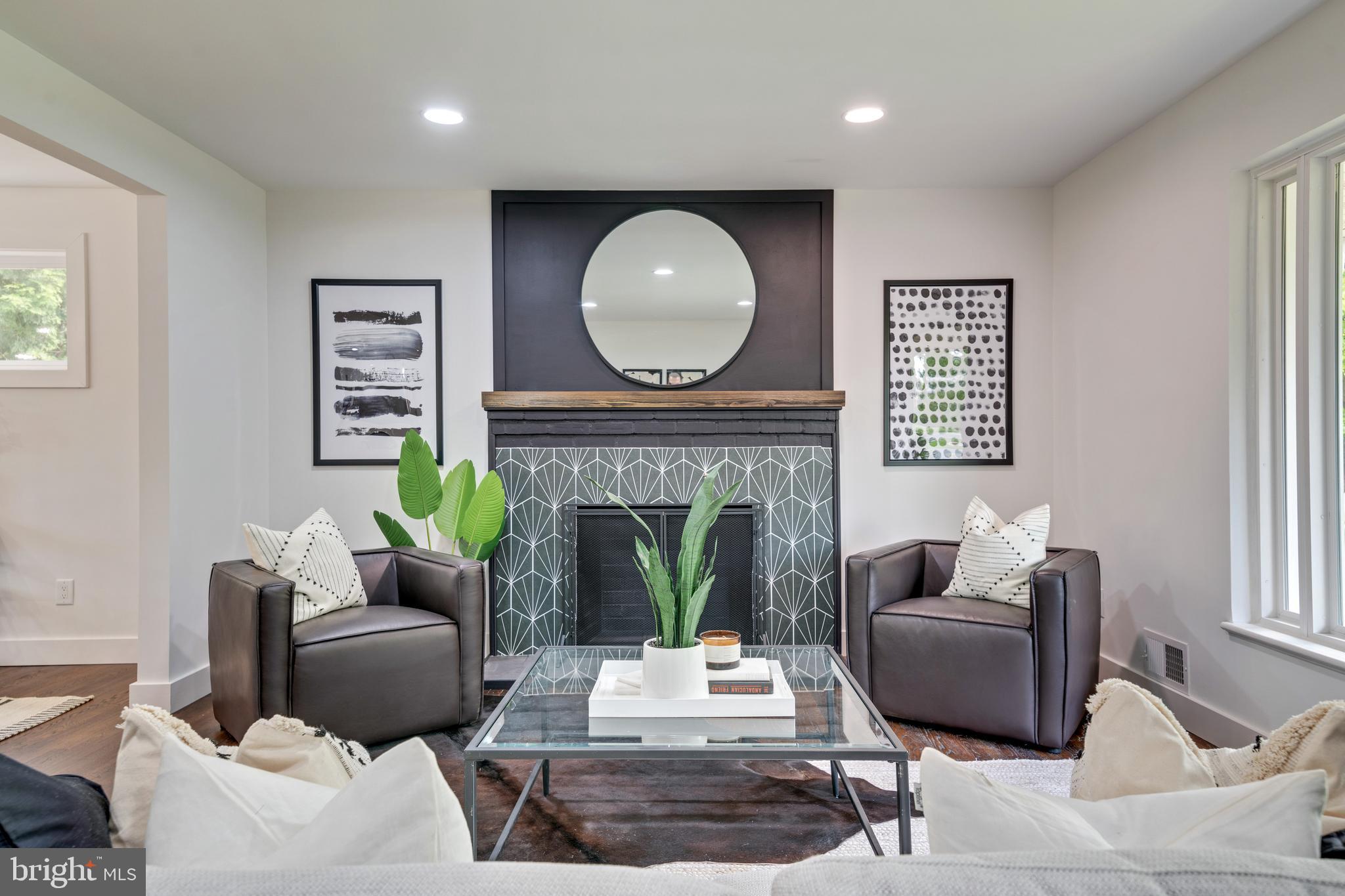 Custom wood-burning fireplace