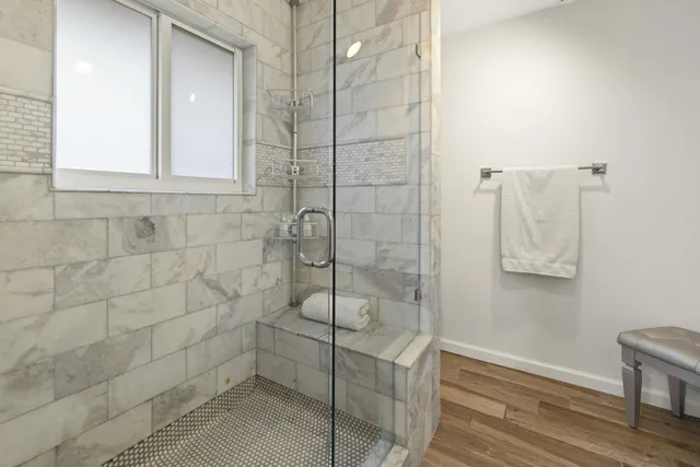 a bathroom with a shower