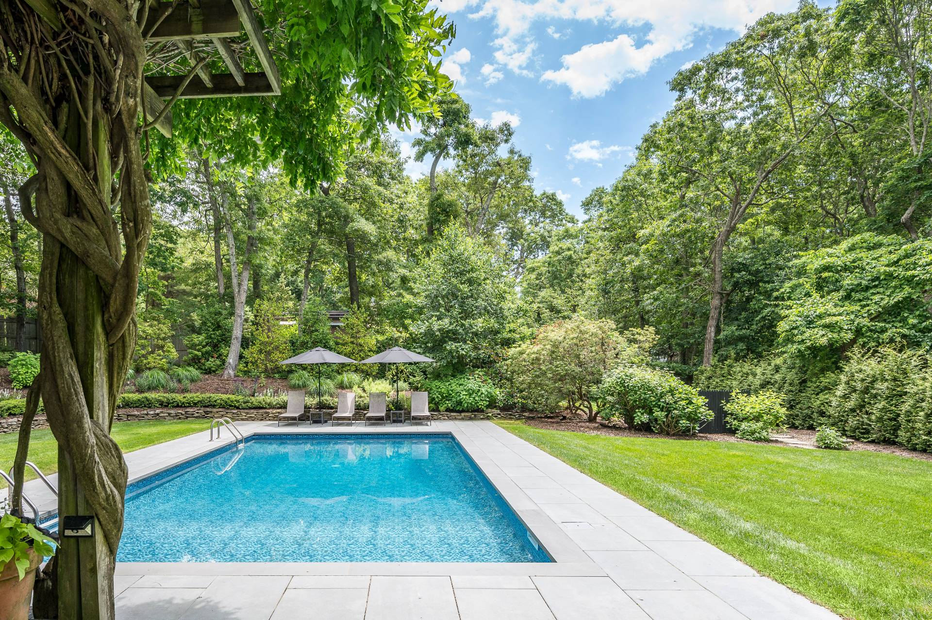 54 Johnson Avenue Southampton, NY 11968 - Photo 6 of 24 a view of yard with swimming pool and green space