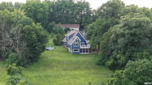 an aerial view of a house