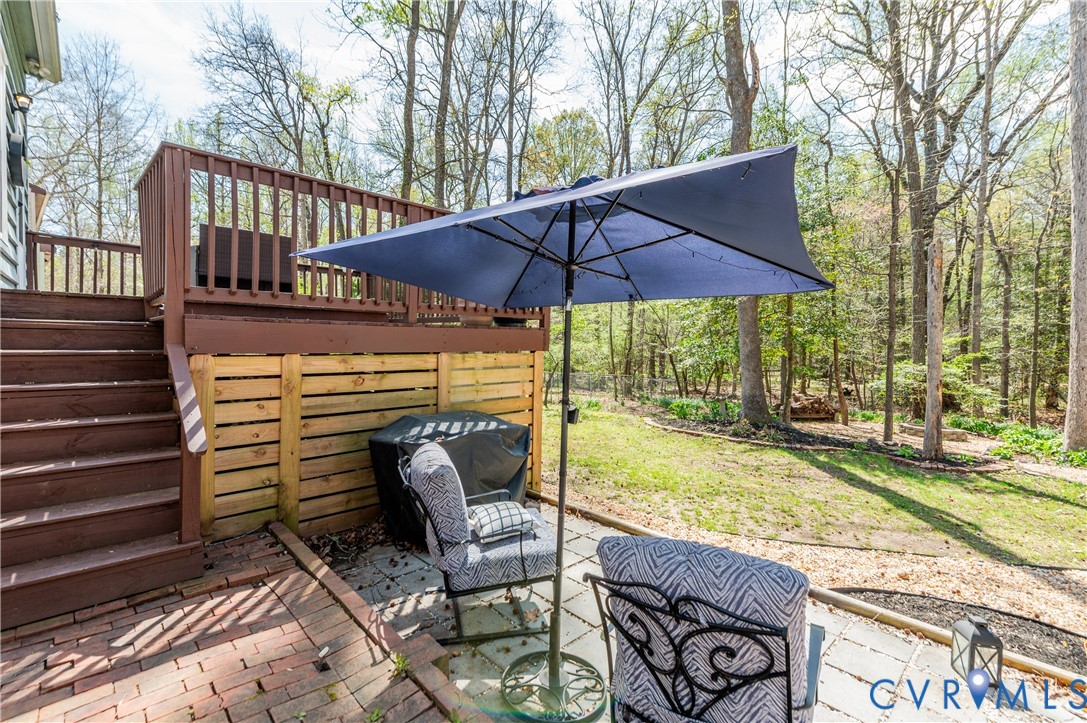 1318 Unison Drive Midlothian, VA 23113 - Photo 39 of 47 a view of a patio with a table chairs and a barbeque