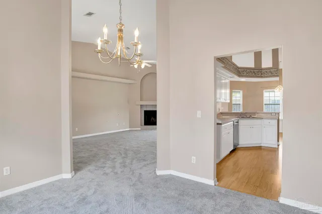 view of hall way with mirror