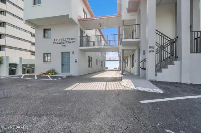 a view of a building with a outdoor space