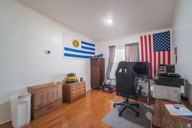 445 South Main Street Fayette, UT 84630 - Photo 31 of 45 Home office featuring crown molding and wood finished floors