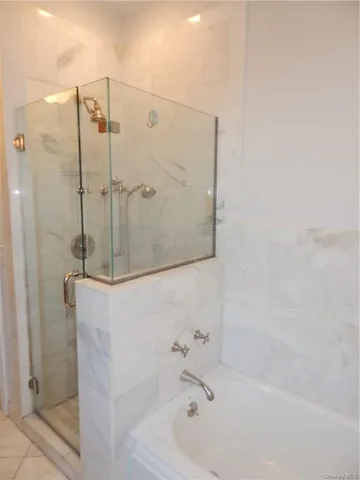 a bathroom with a bathtub