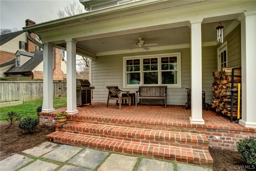3910 Exeter Road Richmond, VA 23221 - Photo 6 of 39 Covered porch with ceiling fan and recessed lights