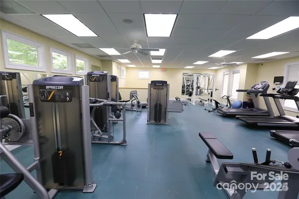 a view of a room with gym equipment