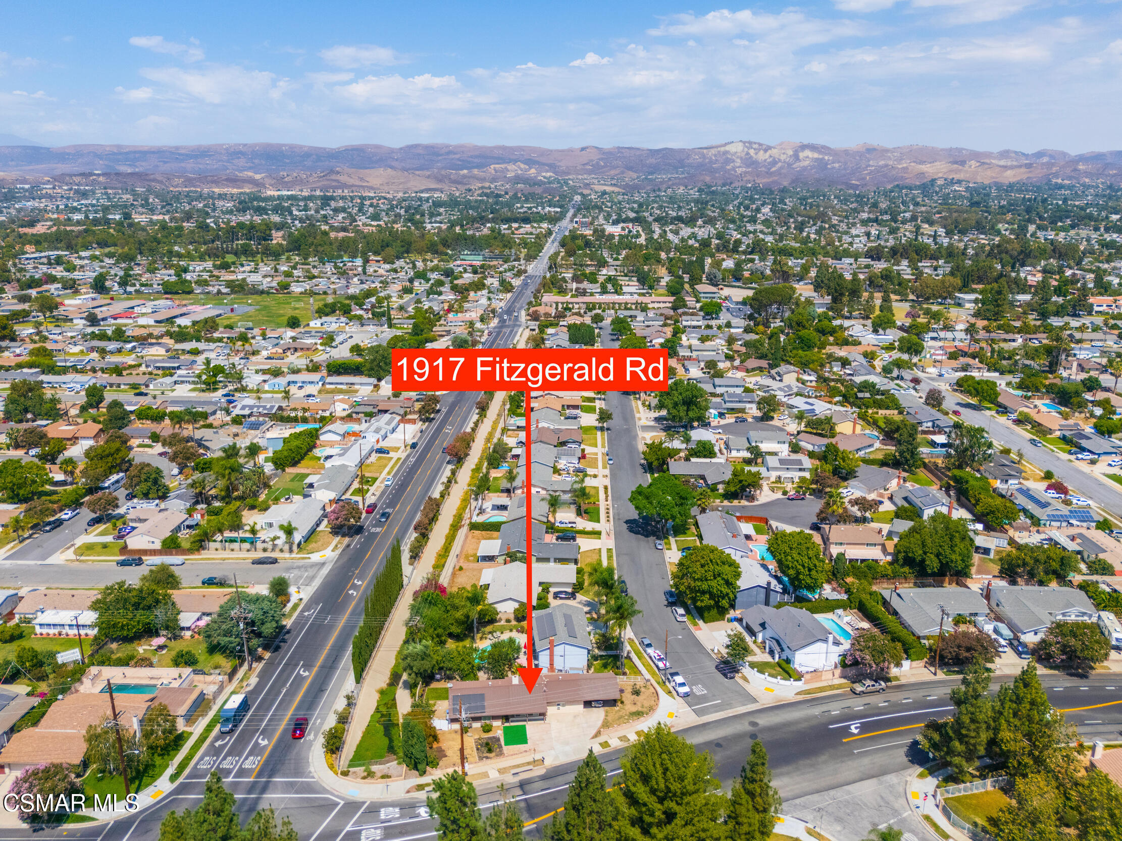 1917 Fitzgerald Road Simi Valley, CA 93065 - Photo 47 of 55 an aerial view of residential houses with outdoor space and street view