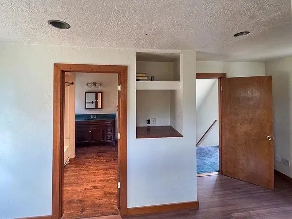 an empty room with windows