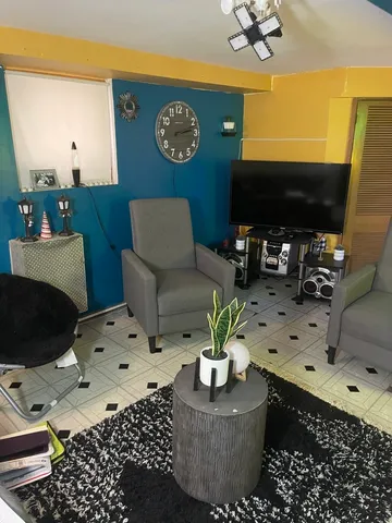 a living room with furniture