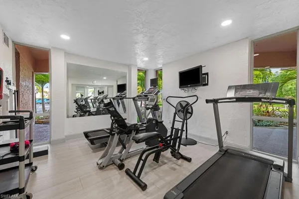 a view of a room with gym equipment