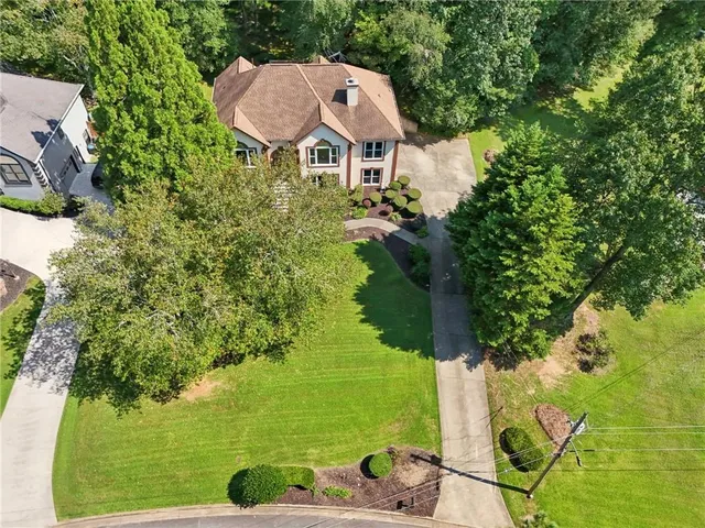 an aerial view of a house
