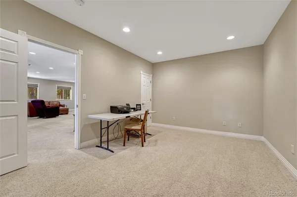 a view of work space with windows