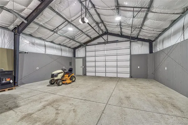 a car parked in a garage