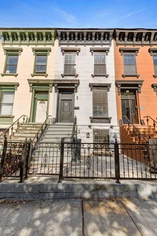 front view of a building with a street