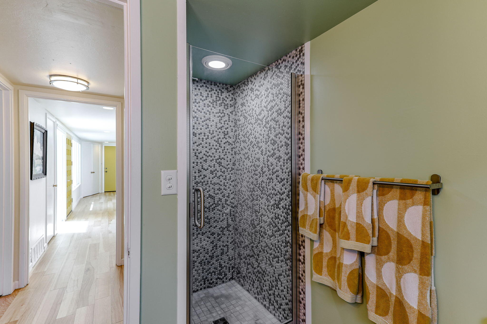 860 Rio Street Red Bluff, CA 96080 - Photo 23 of 50 a bathroom with a shower curtain and a sink