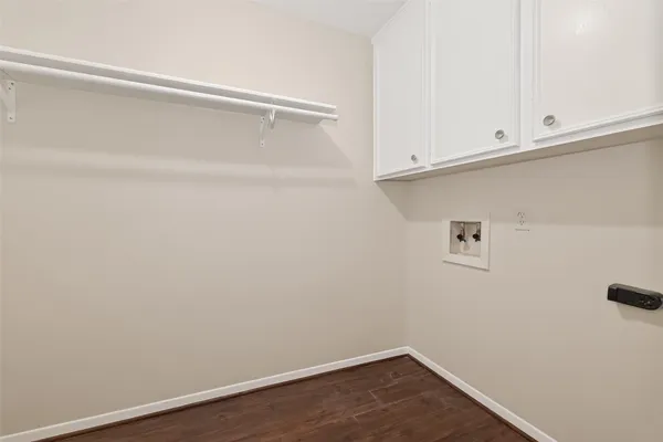 a view of small space with wooden floor