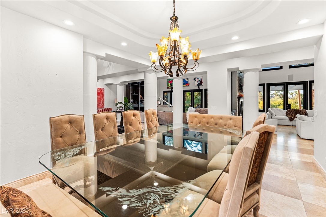 2057 Troon Drive Henderson, NV 89074 - Photo 23 of 41 Dining space featuring recessed lighting and a chandelier