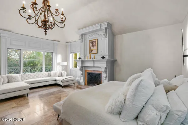 a bed room with a bed and furniture