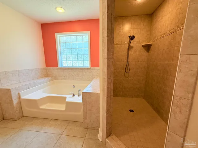 a bathroom with a bathtub
