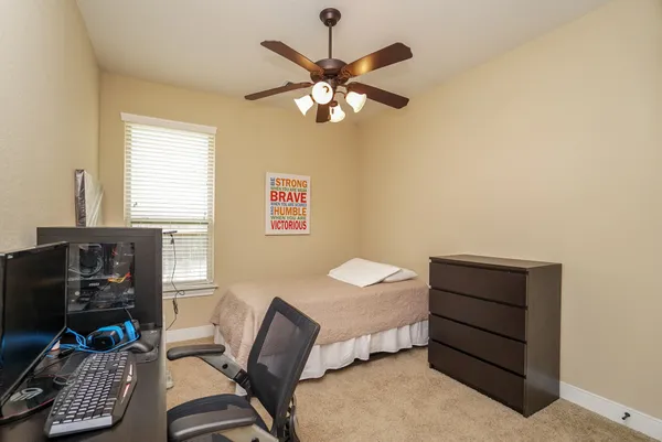 a room with a workspace