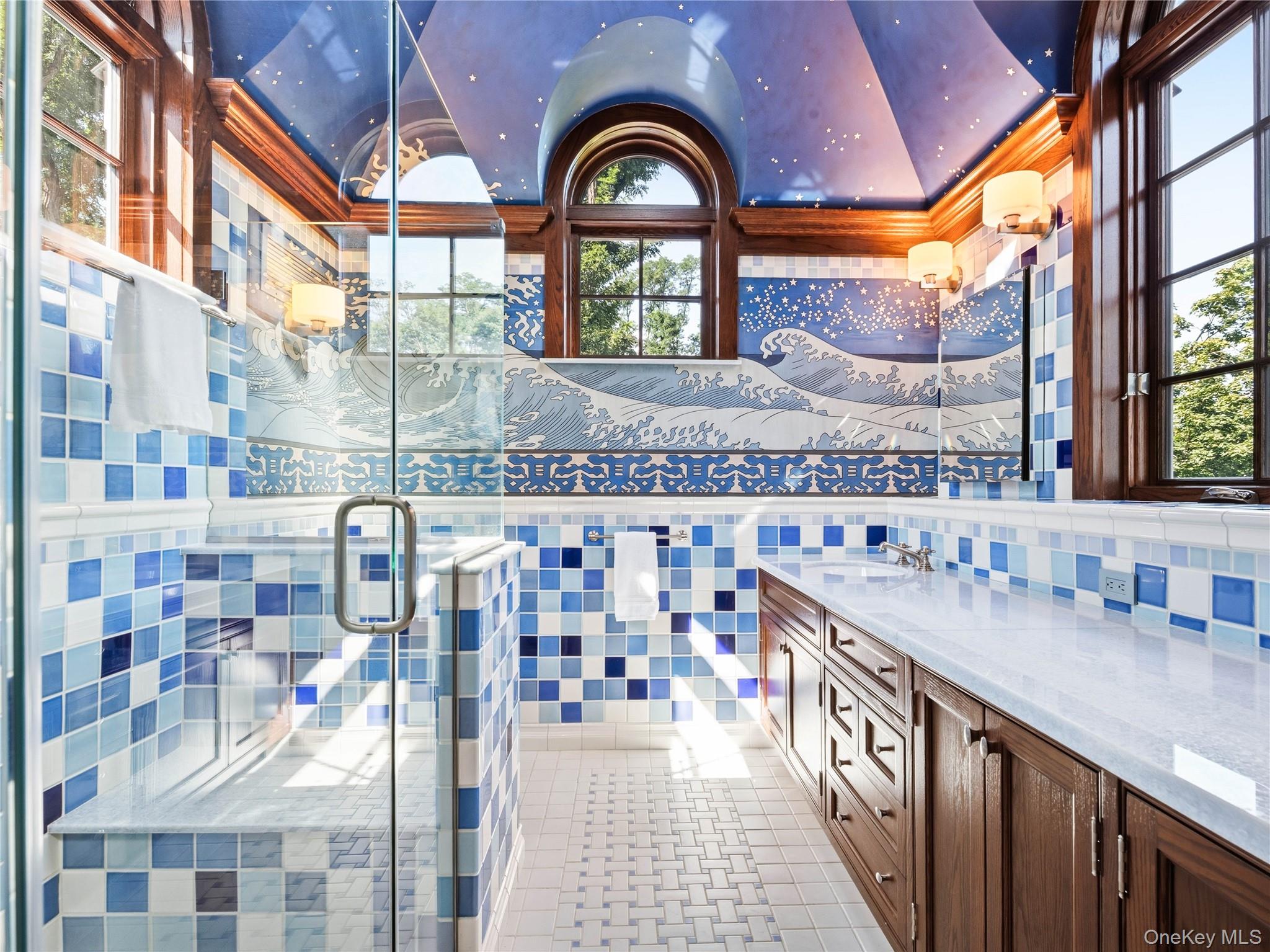 58 Cornwells Beach Road Sands Point, NY 11050 - Photo 25 of 42 Upper Level Bathroom with bespoke detail and cupola