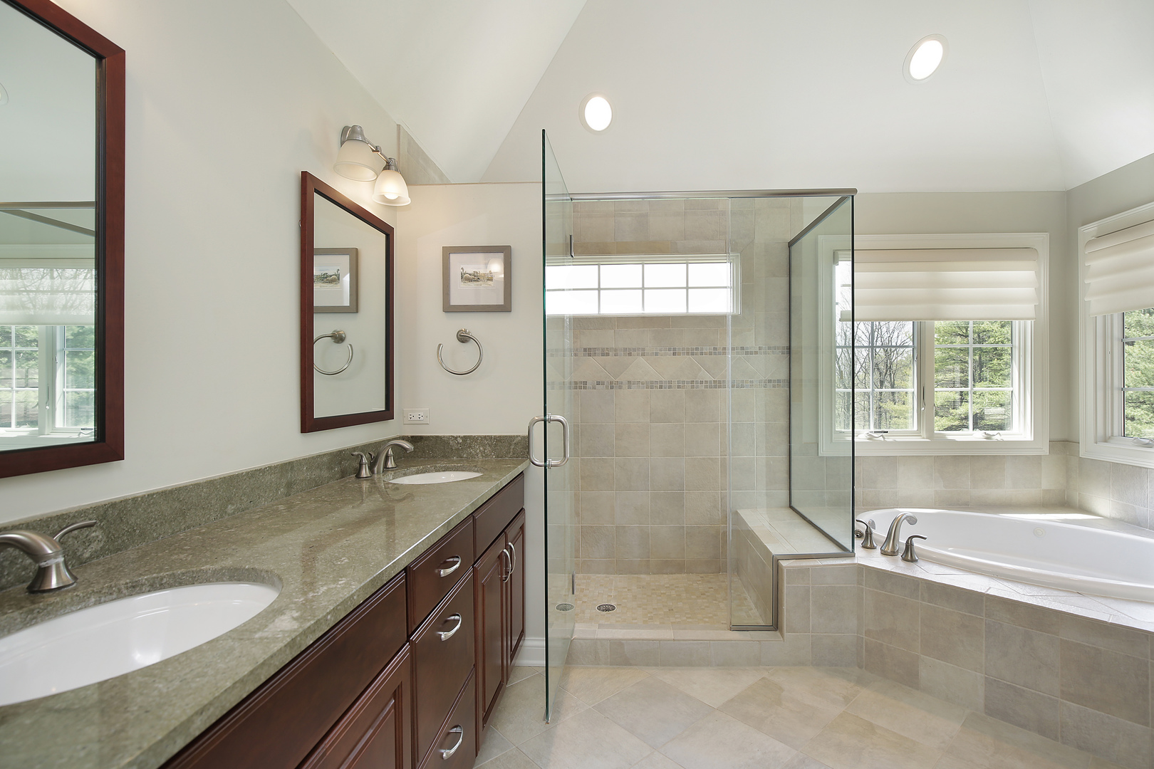 10309 Lawrence Road Harvard, IL 60033 - Photo 33 of 56 a bathroom with a granite countertop sink mirror and shower