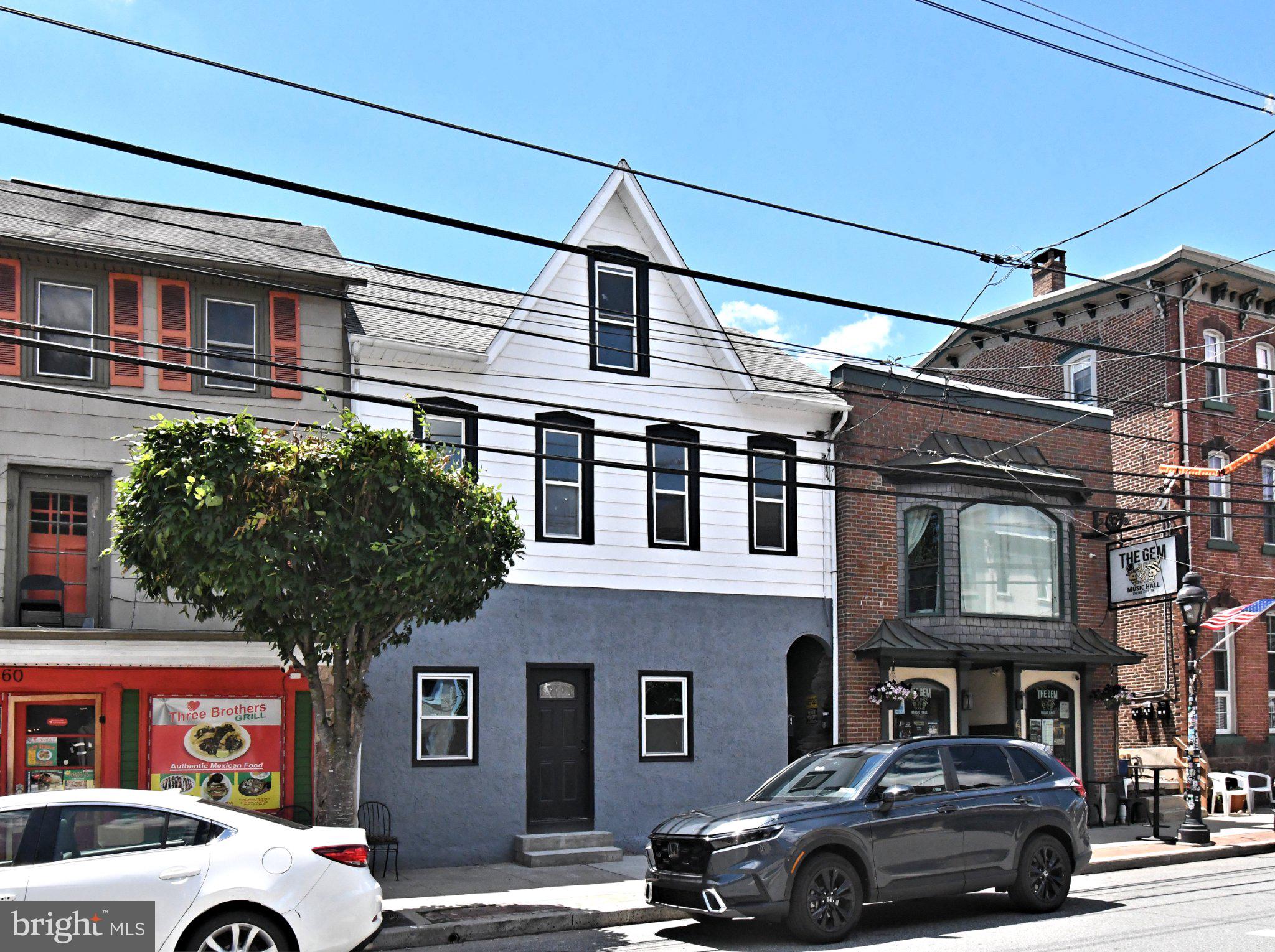 Charming mixed-use building facade.