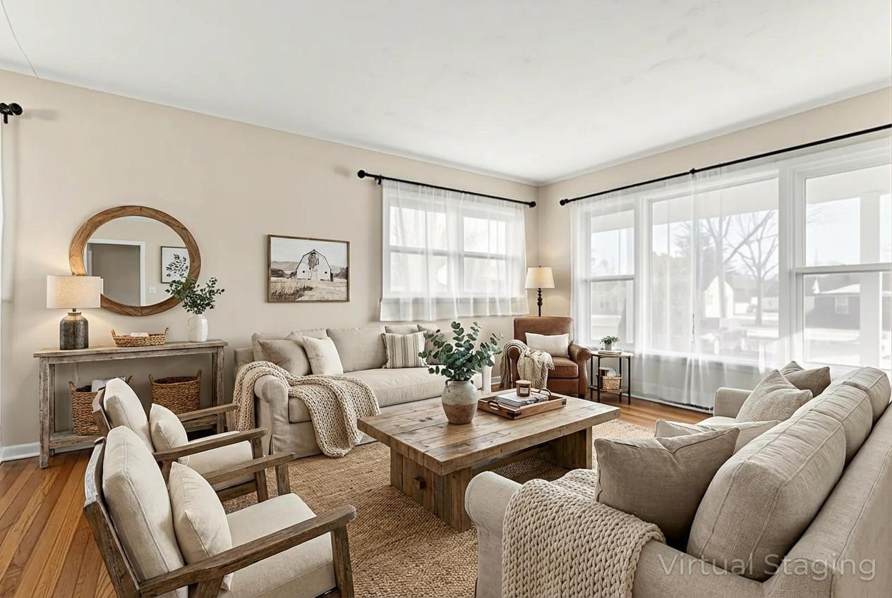 8228 Rutledge Street Merrillville, IN 46410 - Photo 7 of 32 a living room with furniture and a large window