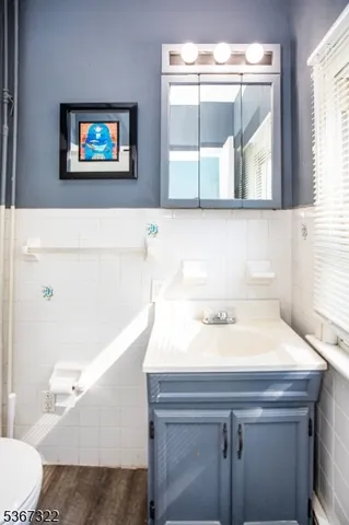 a bathroom with a sink a mirror and a toilet