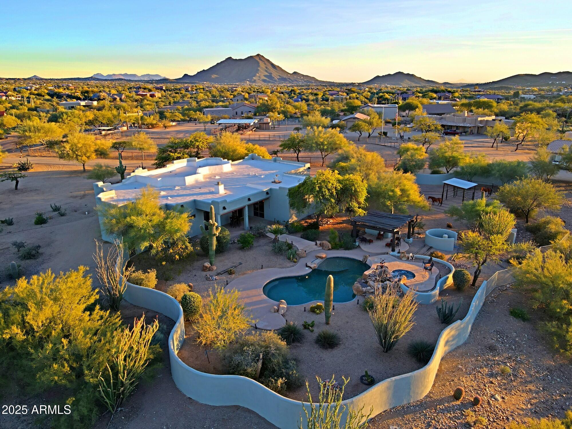 41840 North Spur Cross Road Cave Creek, AZ 85331 - Photo 44 of 67 an aerial view of a house with swimming pool and ocean view