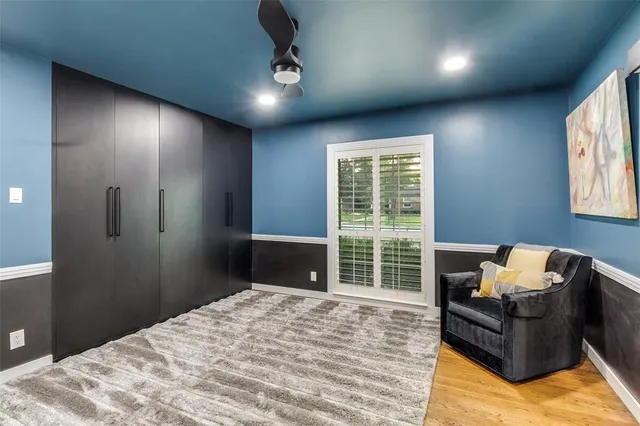 a view of a hallway with shelves