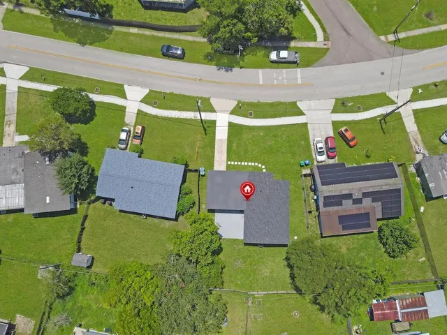 an aerial view of a house