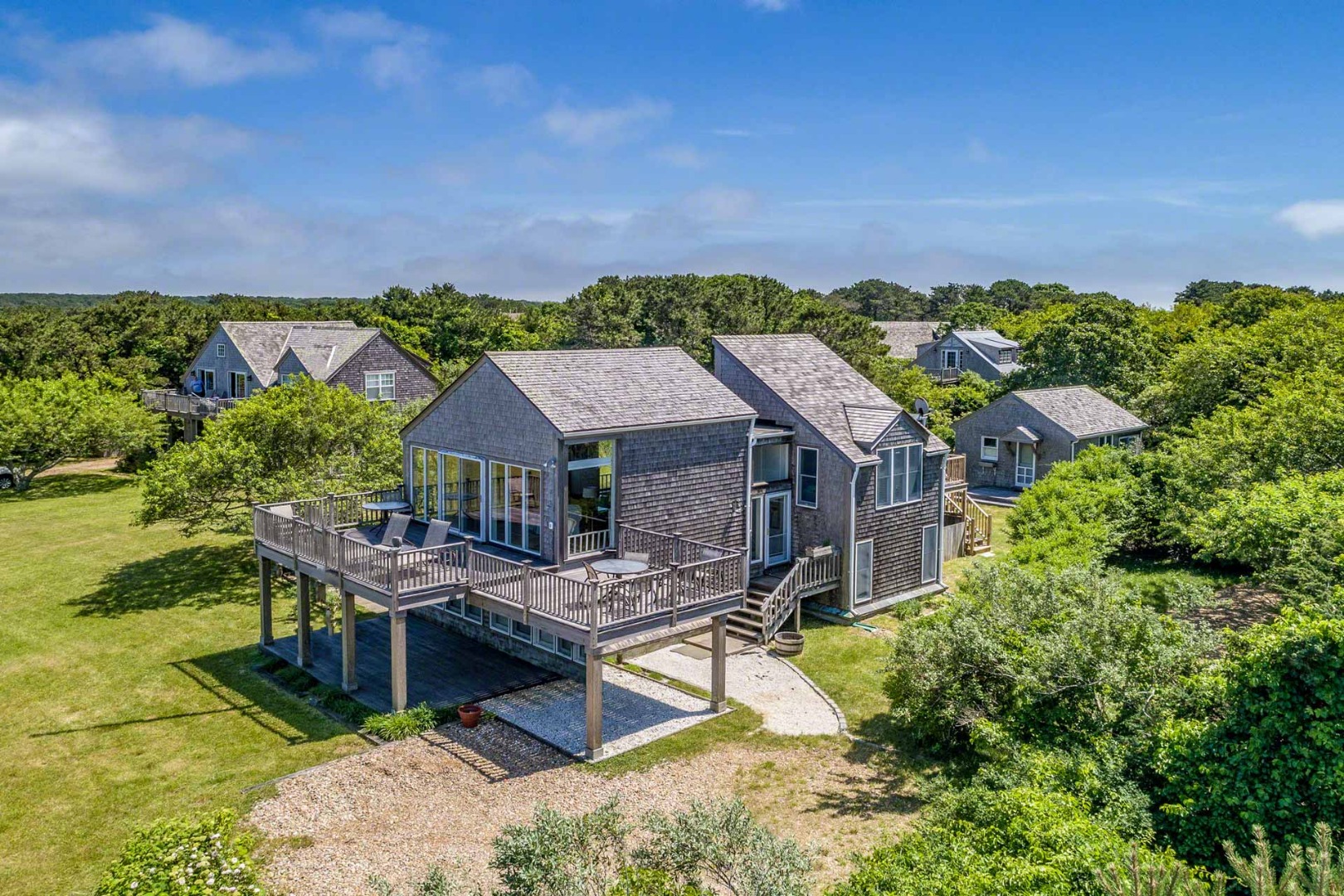 24 Manaca Hill Road Edgartown, MA 02539 - Photo 2 of 34 an aerial view of a house with a ocean view