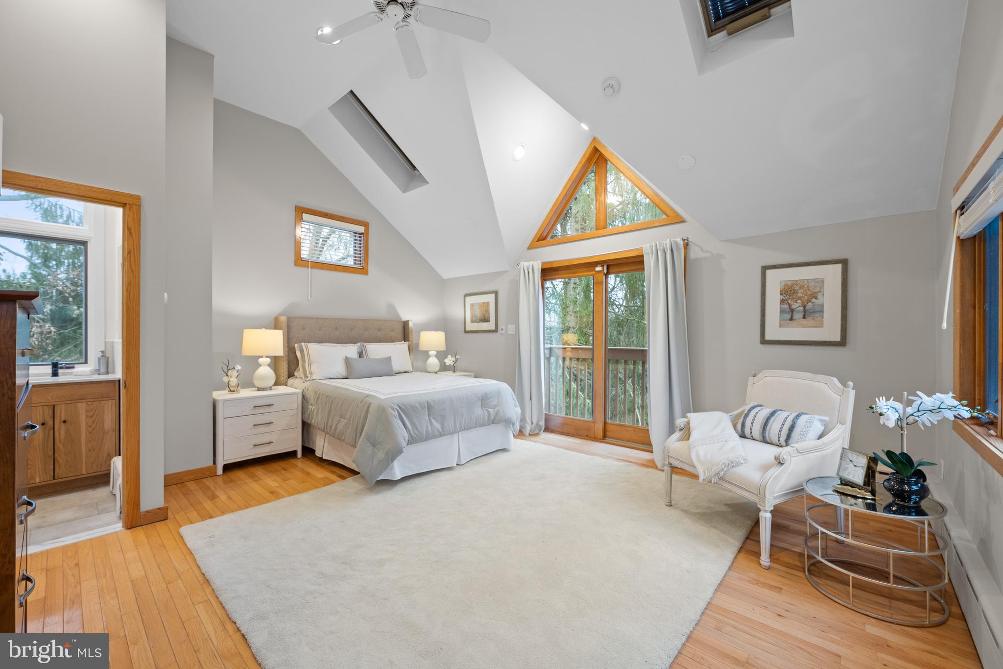 734 Brooke Road Wayne, PA 19087 - Photo 37 of 50 Primary bed with cathedral ceiling and skylights