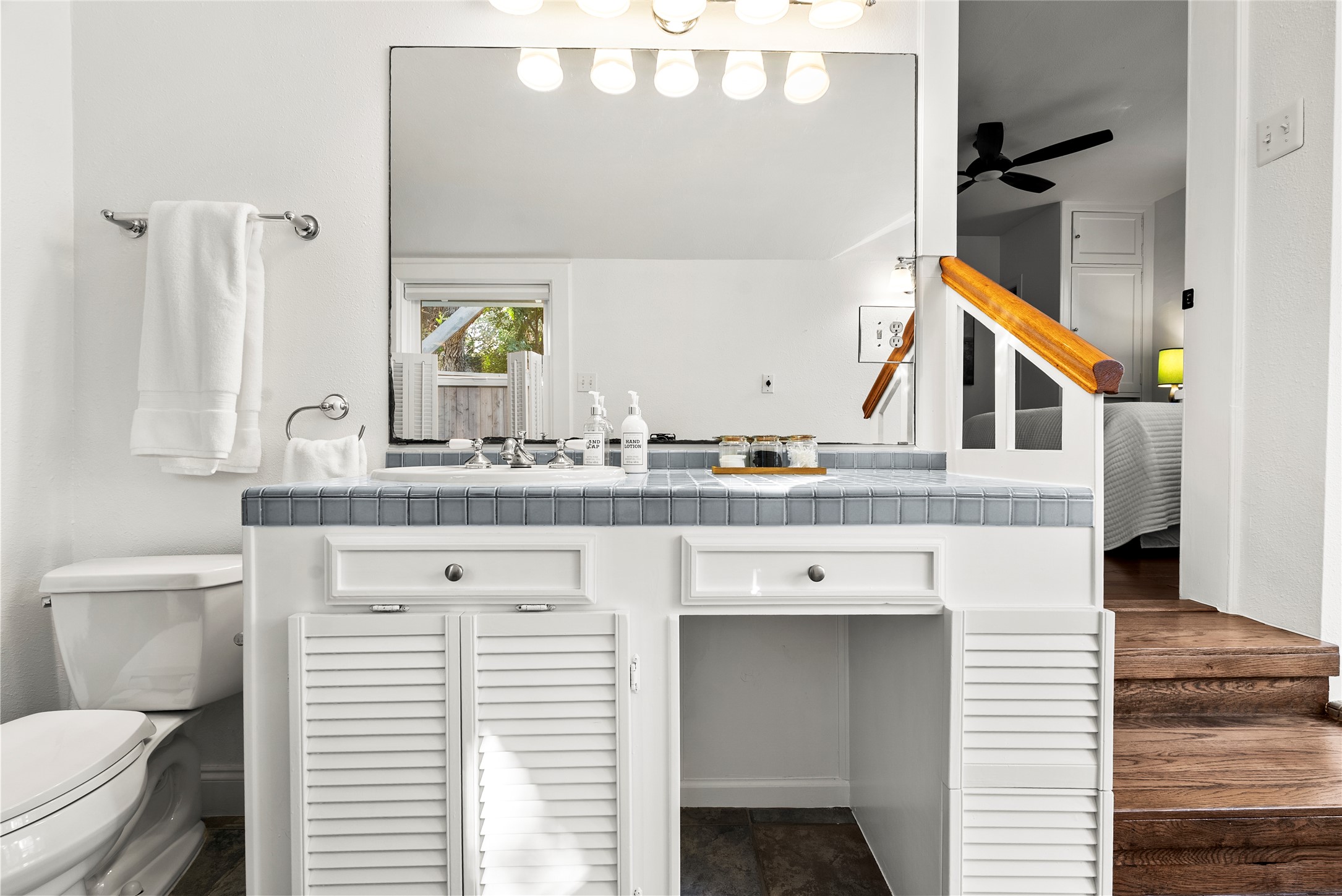 1507 Newning Avenue Austin, TX 78704 - Photo 17 of 37 Bathroom featuring vanity and ceiling fan
