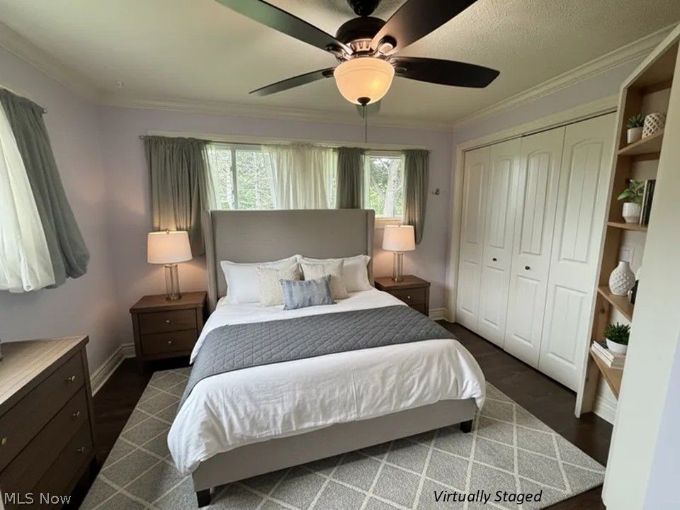 11861 Summers Road Chesterland, OH 44026 - Photo 16 of 30 Virtually staged sun filled bedroom with hardwood floors, crown molding and built-ins